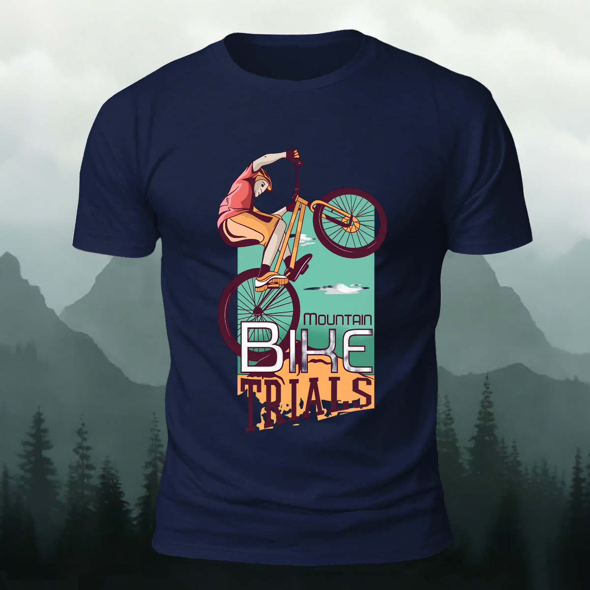 Mountain Biking Printed Fashion Premium Cotton T-Shirt