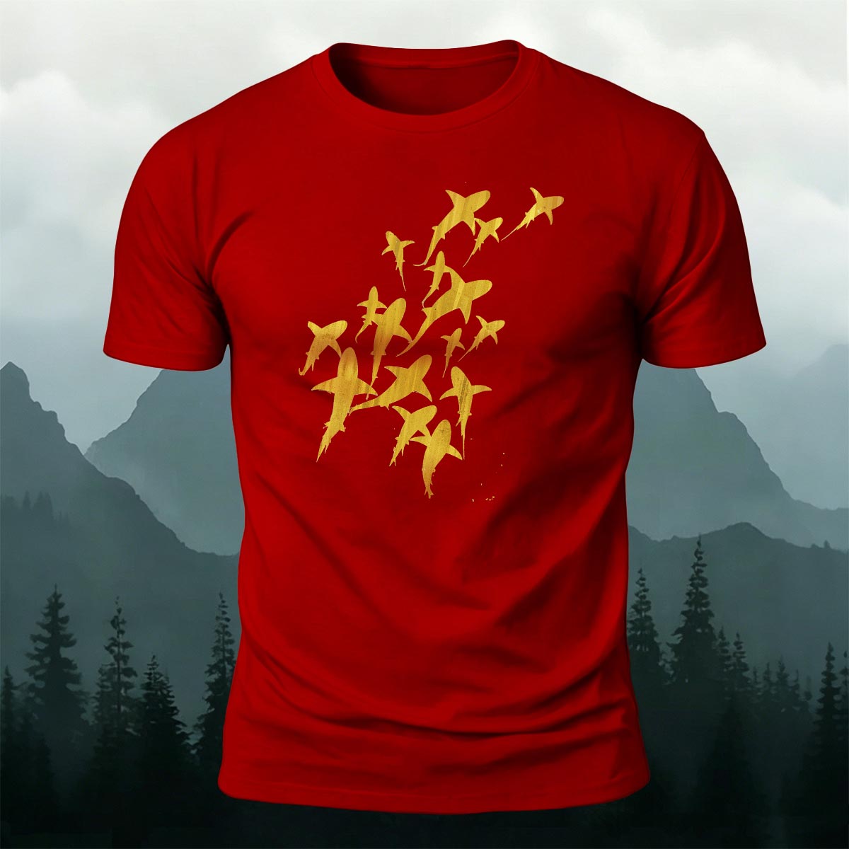 Fun Flying Fish Pattern Fashion Skin-friendly T-shirt