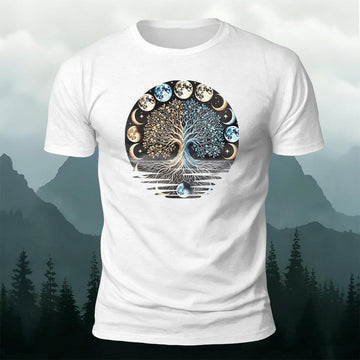 Tech Moon Fashion Print Casual Cotton T-Shirt