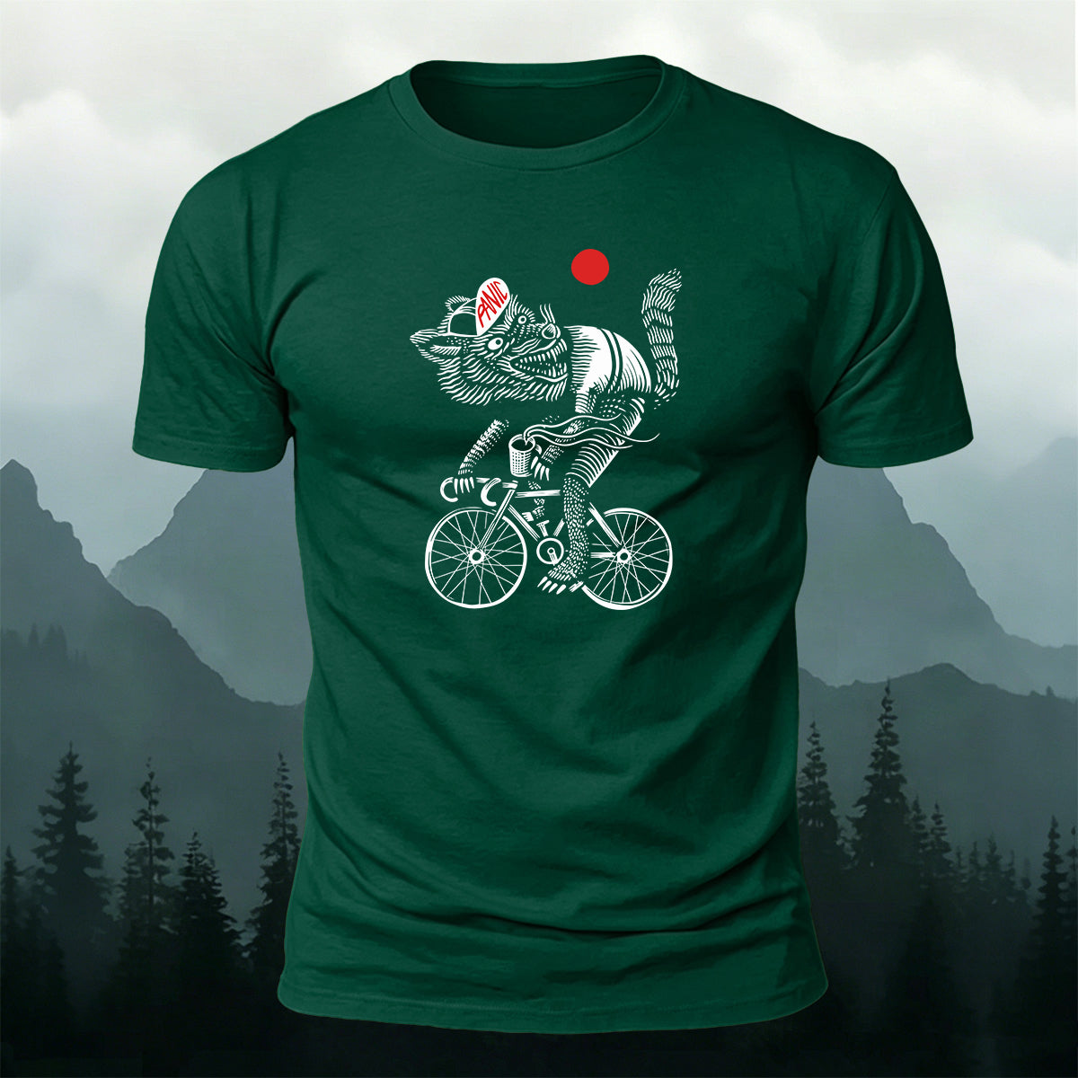 Wolf Riding Silhouette Print Casual Cotton T-Shirt