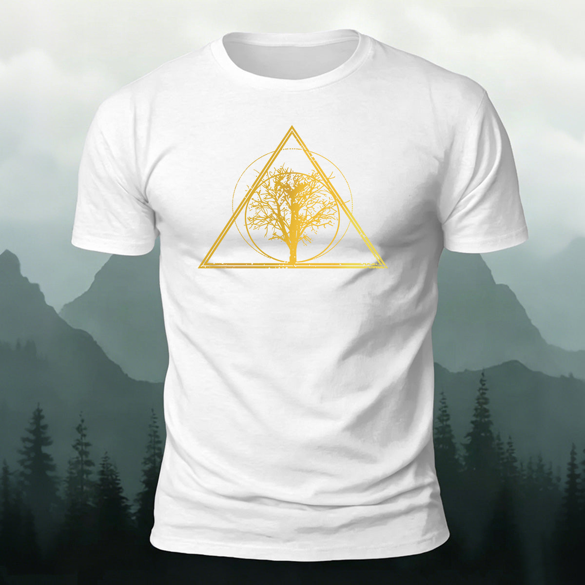 Tree-shaped Pattern Minimalist 100% Cotton T-Shirt White
