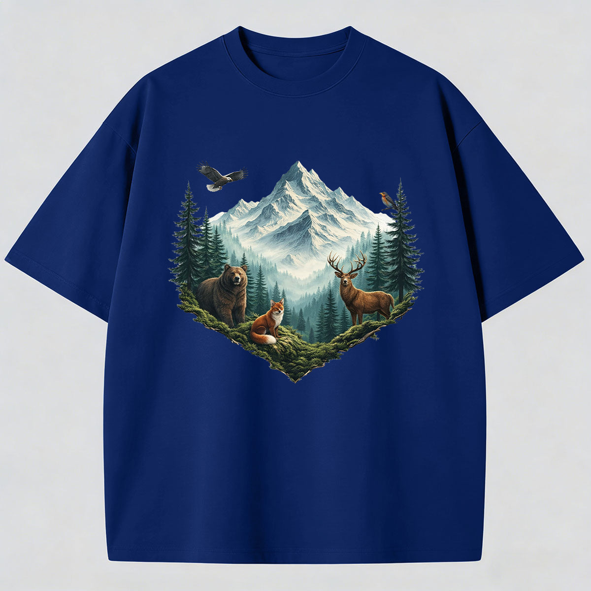 Artistic Landscape Print Men's Cotton Tee