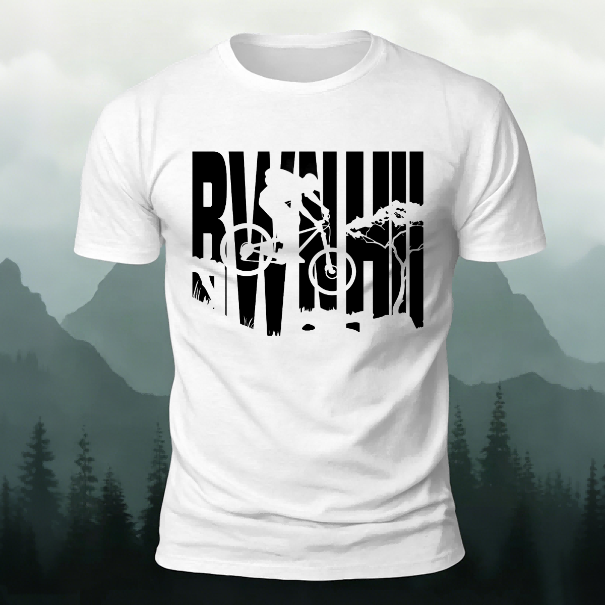 Cycling Silhouette Print Outdoor Style Breathable T-Shirt