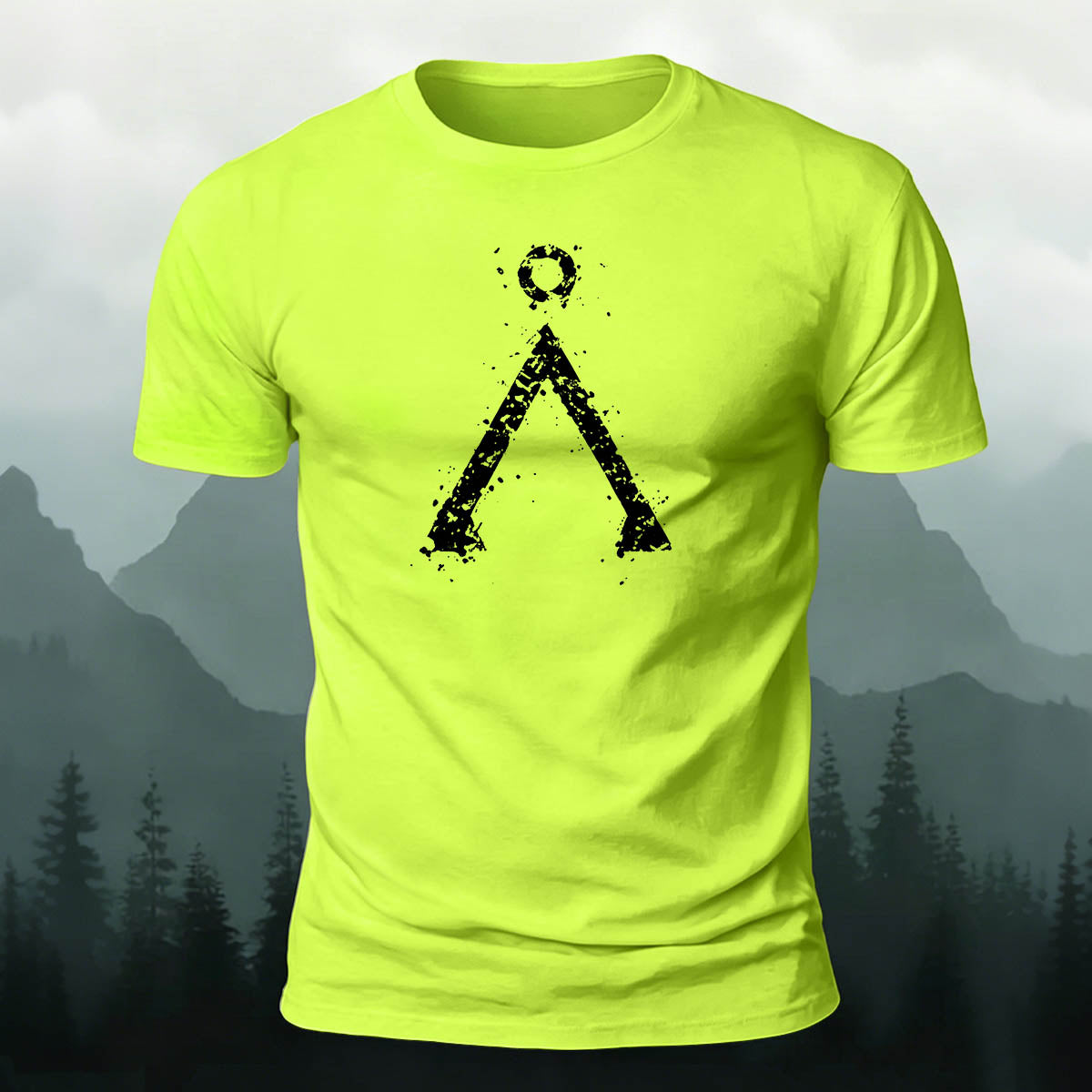 Triangle-Patterned Printed Casual Cotton T-Shirt