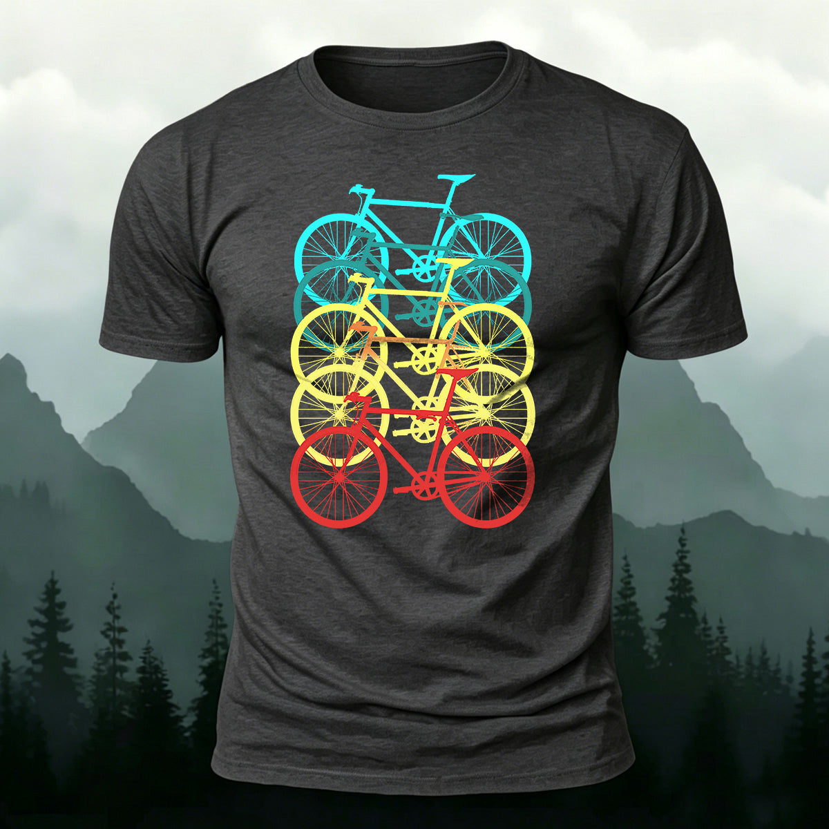 Bicycle Graphic Outdoor Soft Premium Cotton T-Shirt Dark Grey