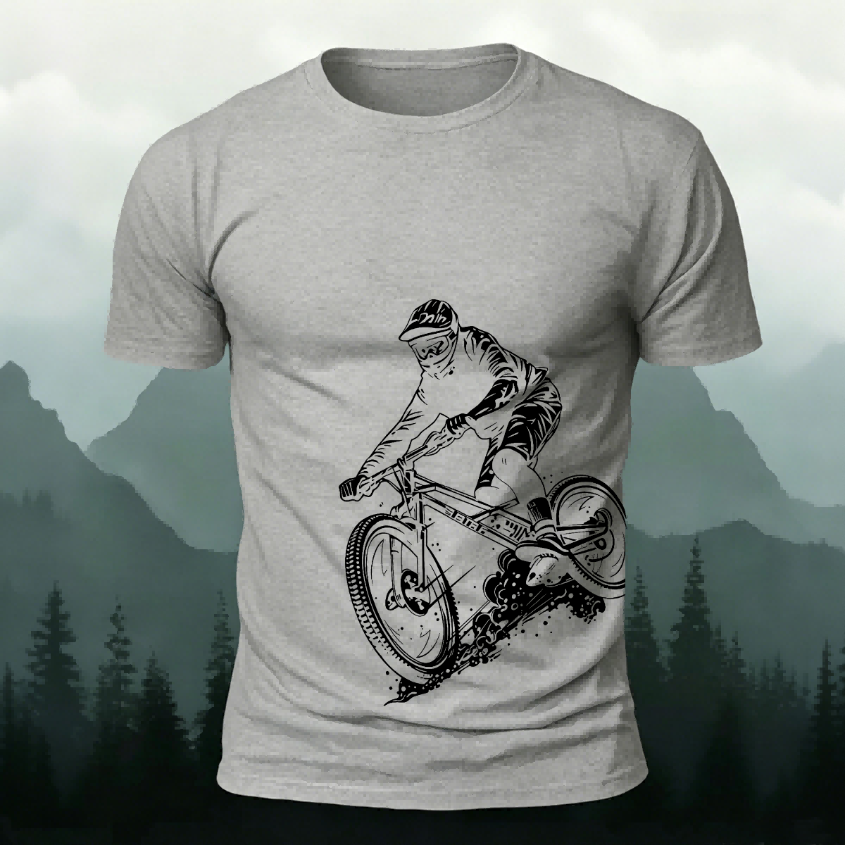 Cycling Silhouette Pattern Outdoor Style Casual T-Shirt