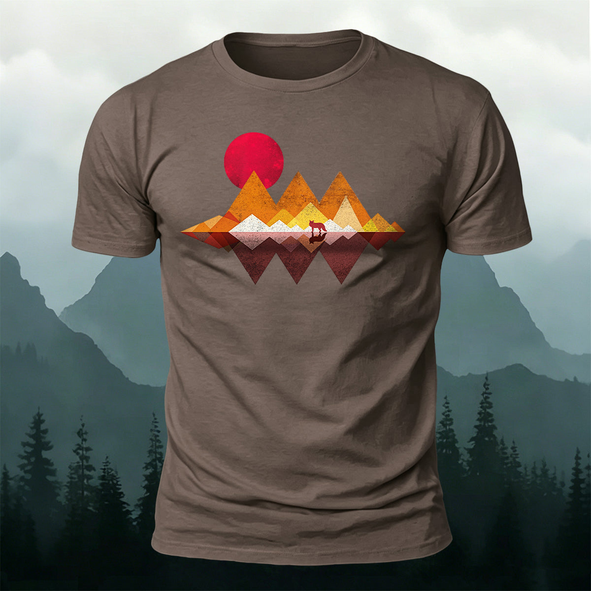 Geometric Mountain Minimalist Natural Breathable T-Shirt