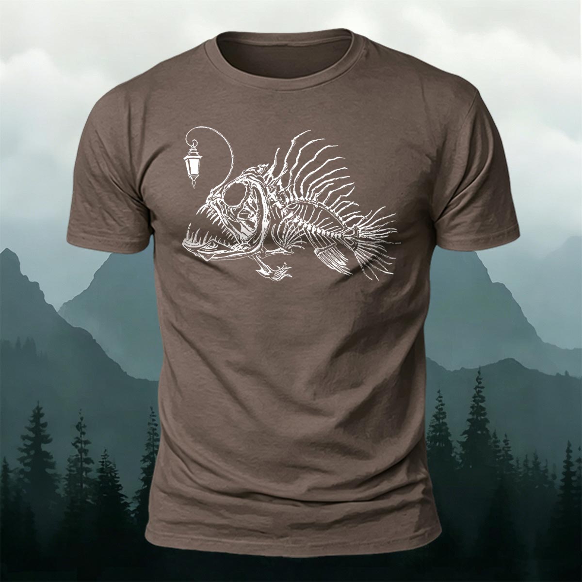 Underwater Fishbone Pattern Cotton Casual T-Shirt