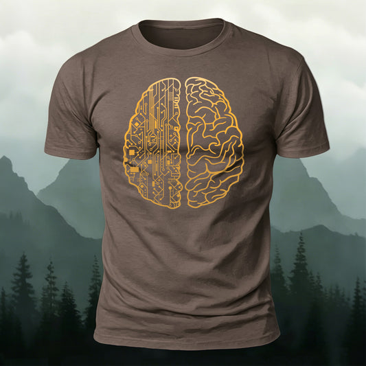 Simple Creative Brain Graphic Breathable Cotton T-Shirt