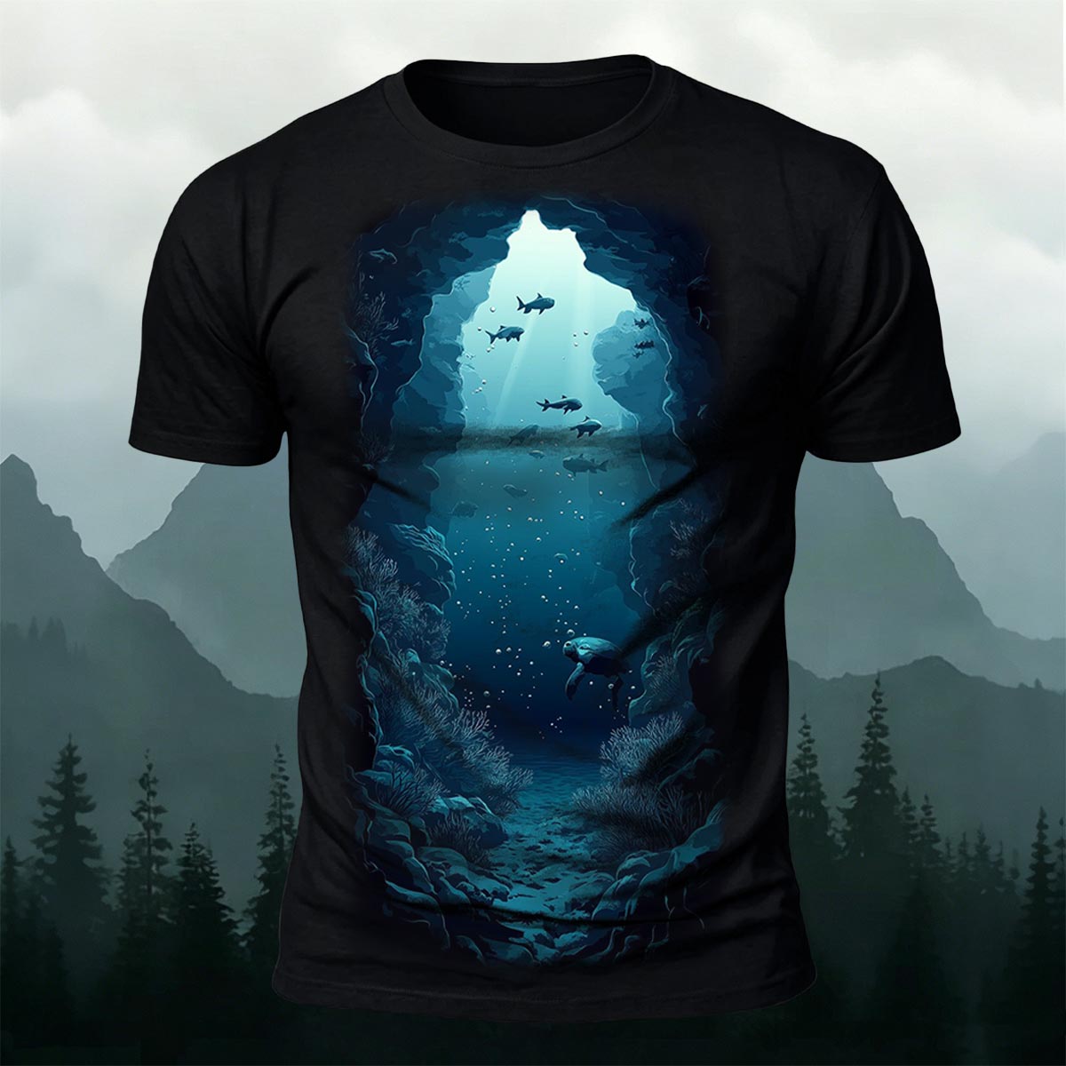 Deep Sea Fantasy World Printed Casual T-Shirt
