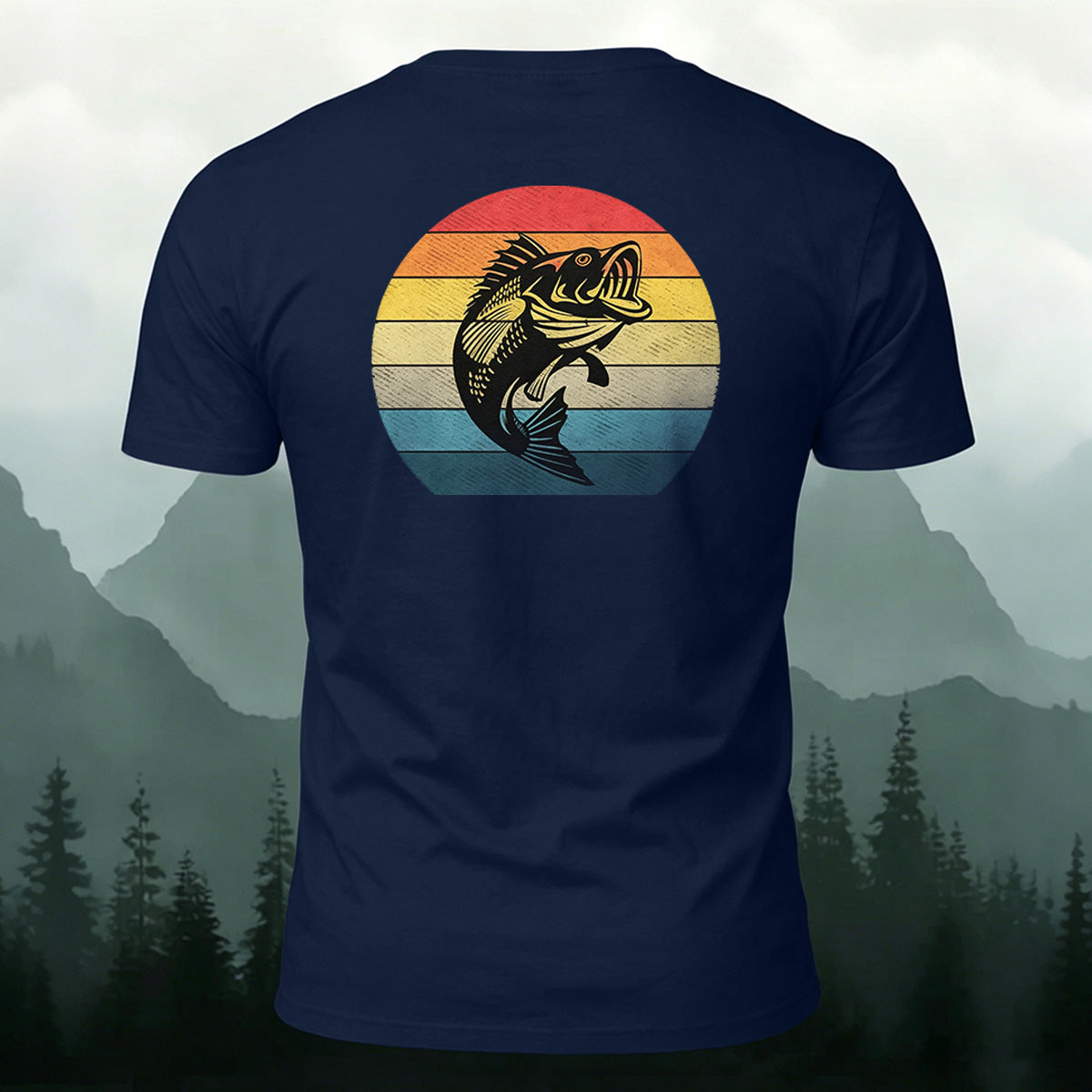 Fish Colorful Background Print Combed Cotton T-Shirt