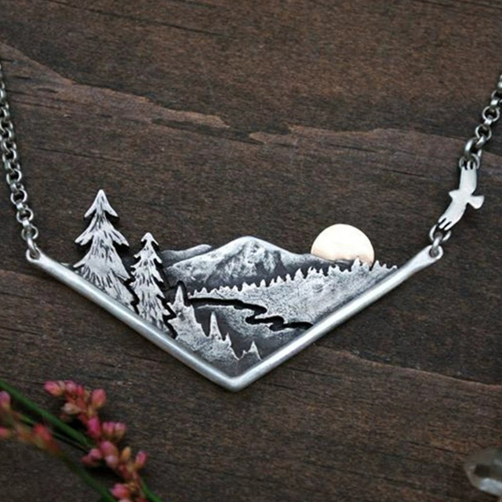 Valley Natural Pattern Design Fashion Pendant Necklace