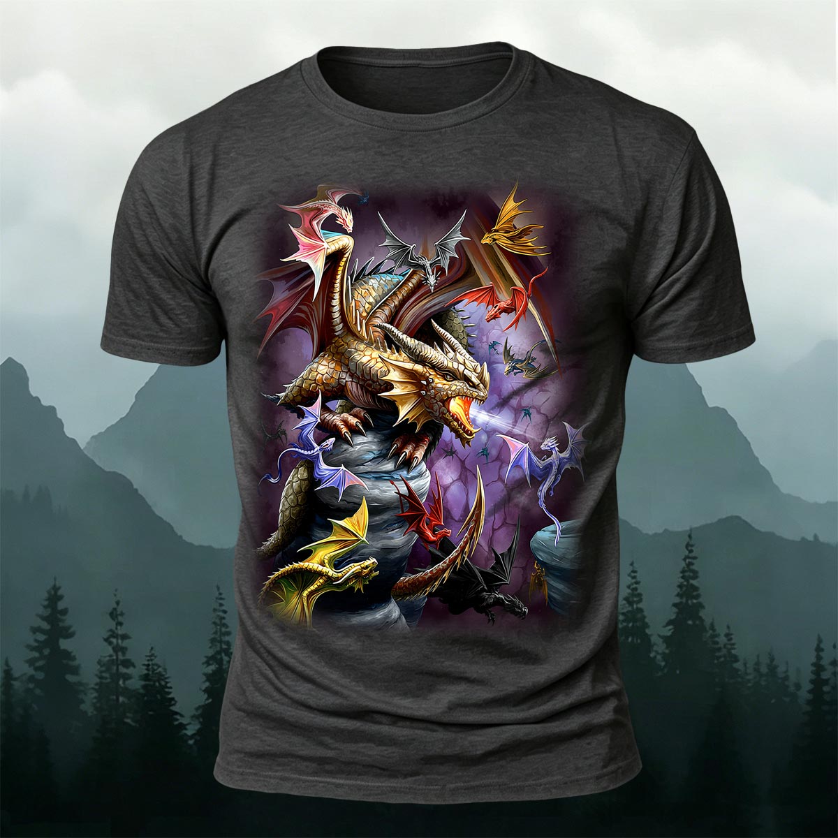 Western Dragon Fantasy Art Breathable Cotton T-Shirt