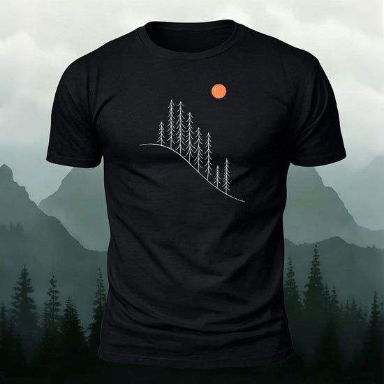 Minimalist Landscape Pattern Comfortable Premium Cotton T-shirt BLack