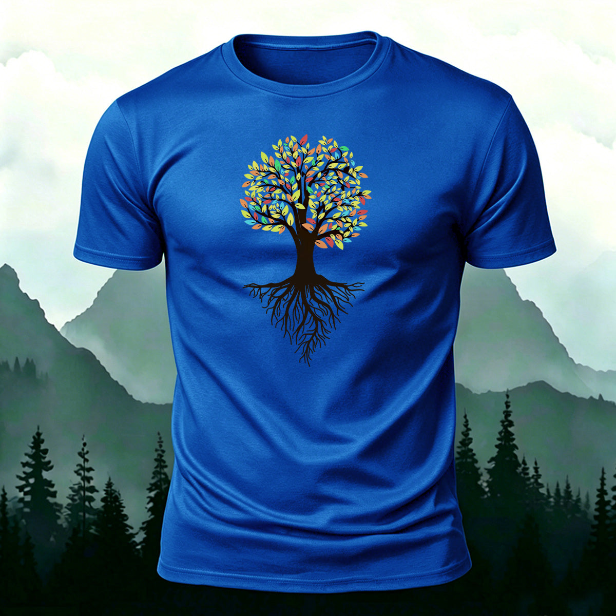 Minimalist Dense Trees Pattern Breathable Material T-Shirt
