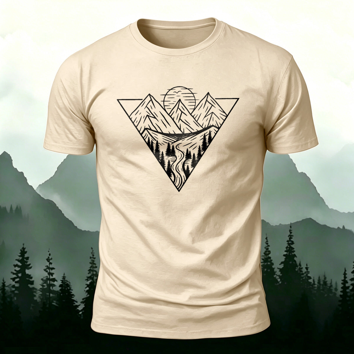 Valley Print Simple Outdoor Breathable Material T-Shirt