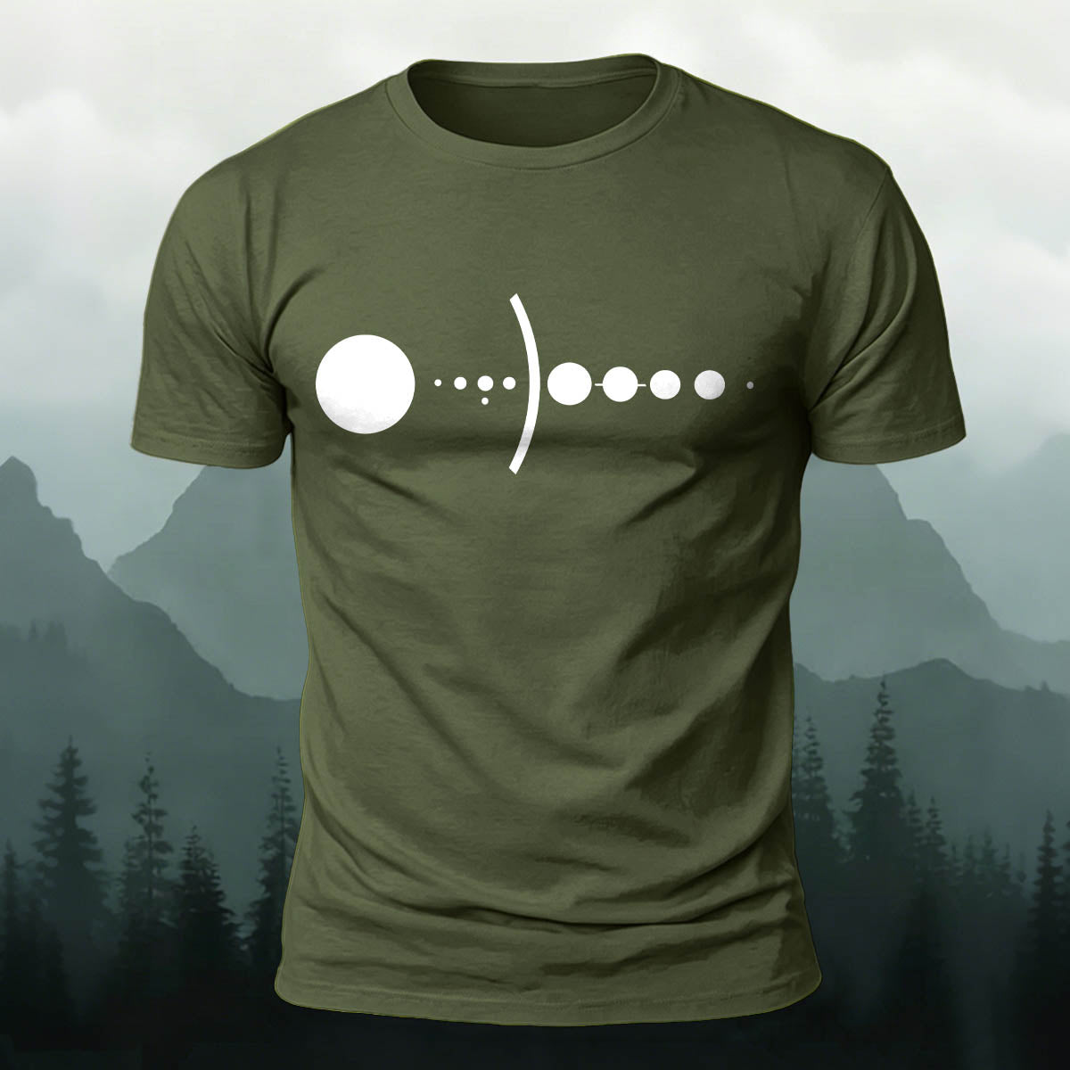 Solar System Silhouette Print  Casual  Cotton T-Shirt AMG