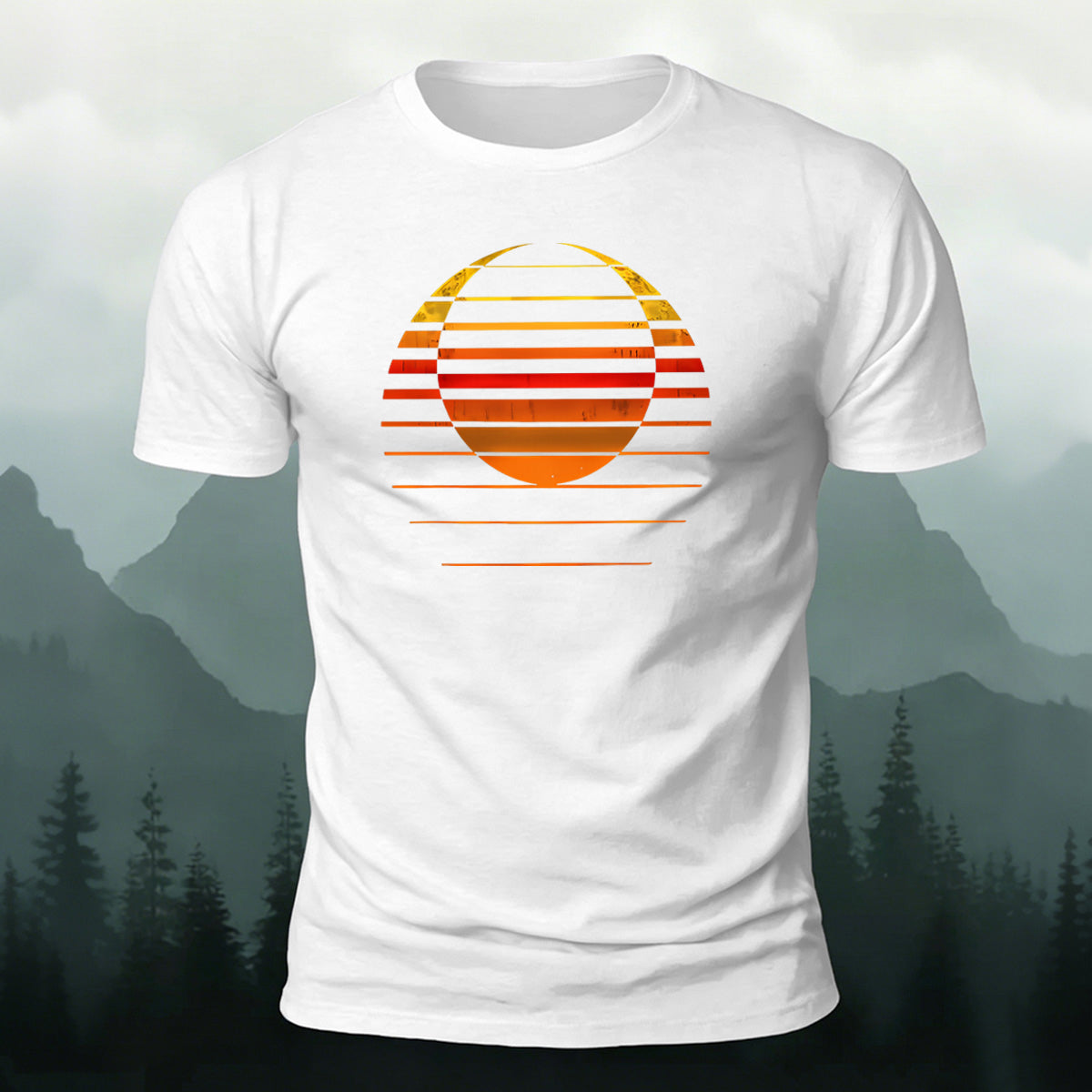 Sunset Art Print Combed Cotton Casual T-Shirt
