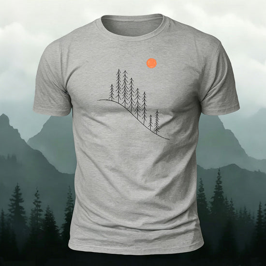 Minimalist Landscape Pattern Comfortable Premium Cotton T-shirt Light Grey