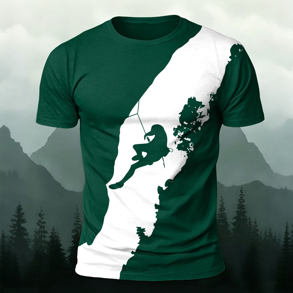 Climbing Enthusiast Print Natural Casual T-Shirt