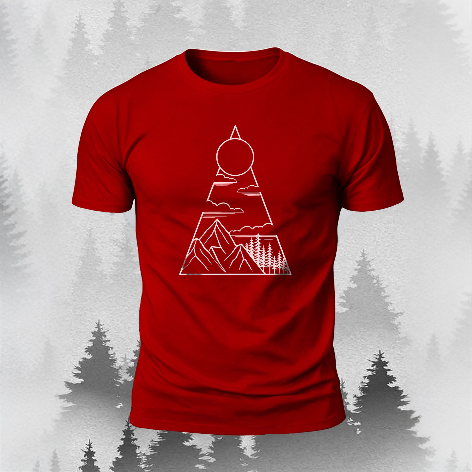 Mountain Series Geometric Pattern Comfortable Cotton T-Shirt