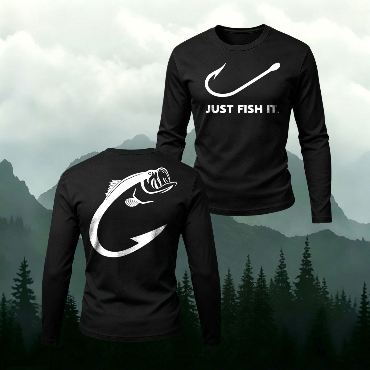 Just Fish It Casual Cotton Long-Sleeve T-Shirt