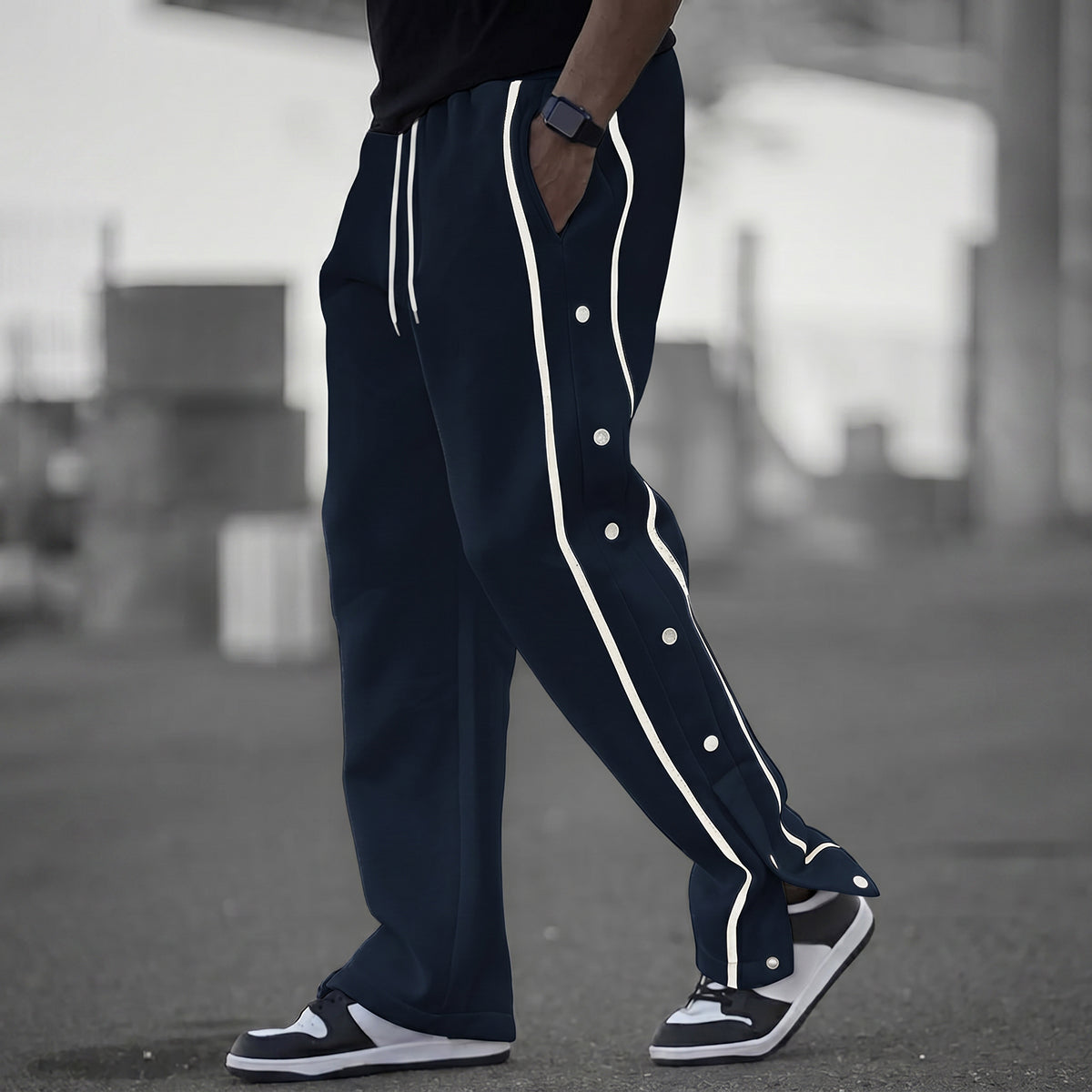 Buttoned Trendy Trend Retro Casual Jogger Pants