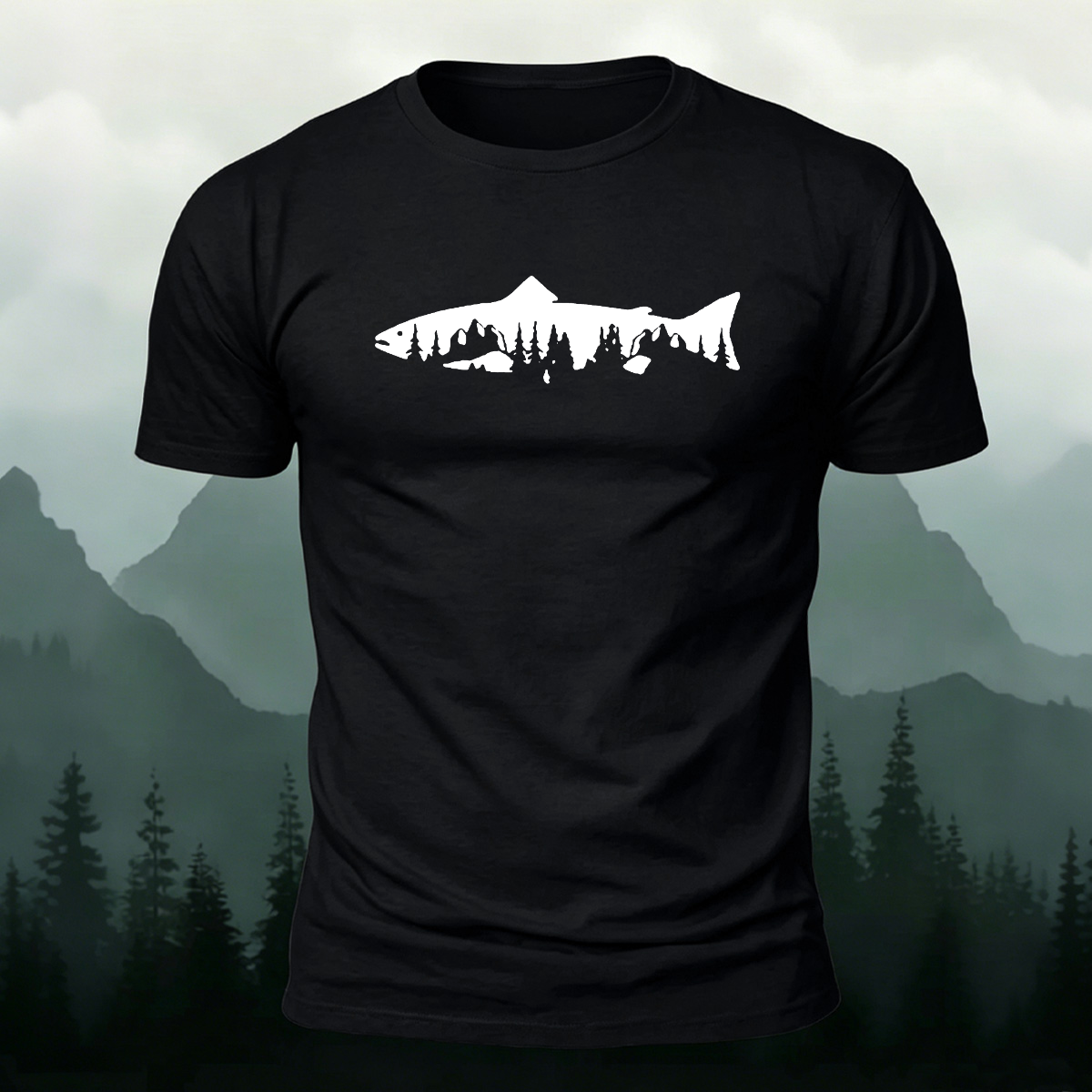 Fish Print Natural Casual Premium Cotton T-Shirt