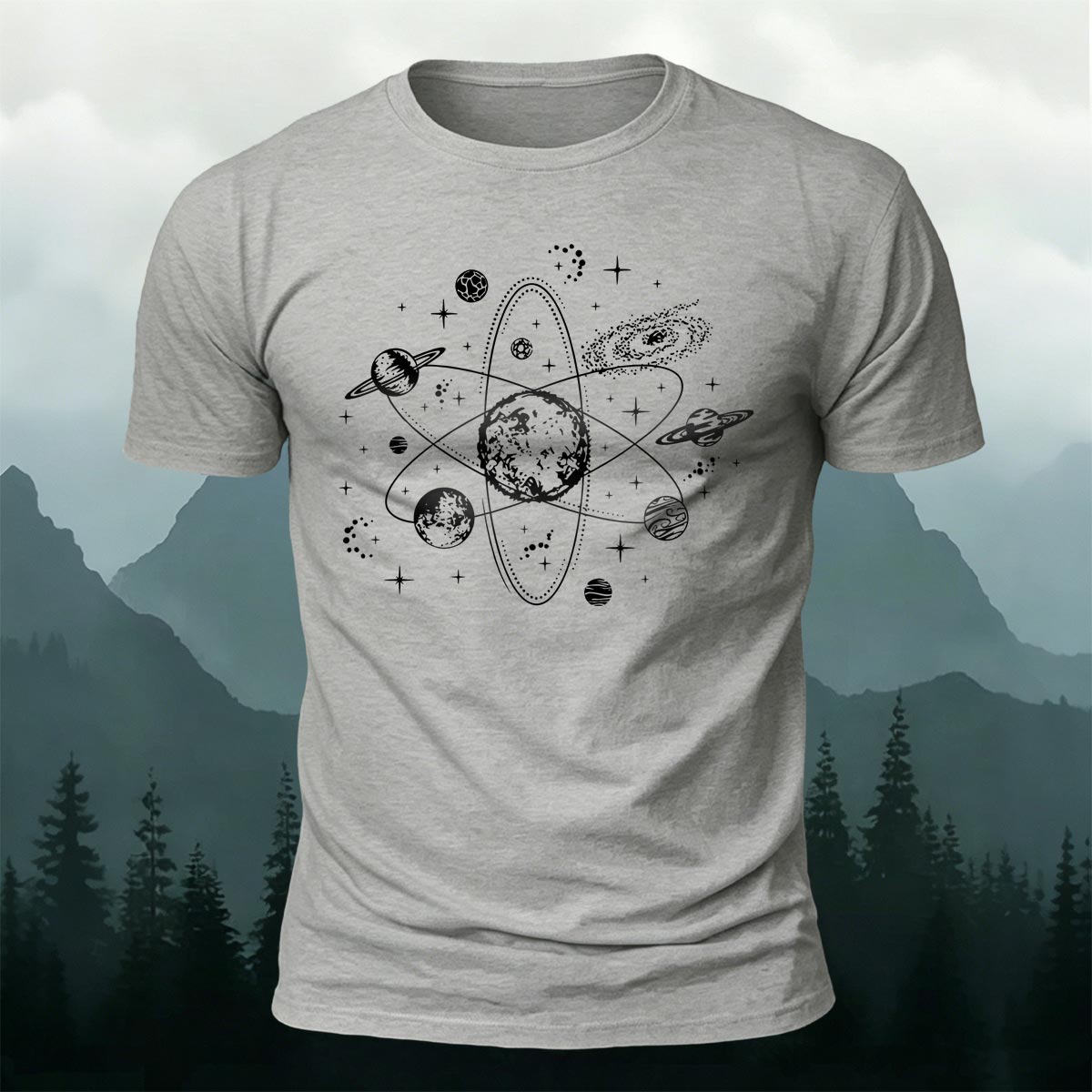 Dreamy Space-Themed Print Casual Cotton T-Shirt