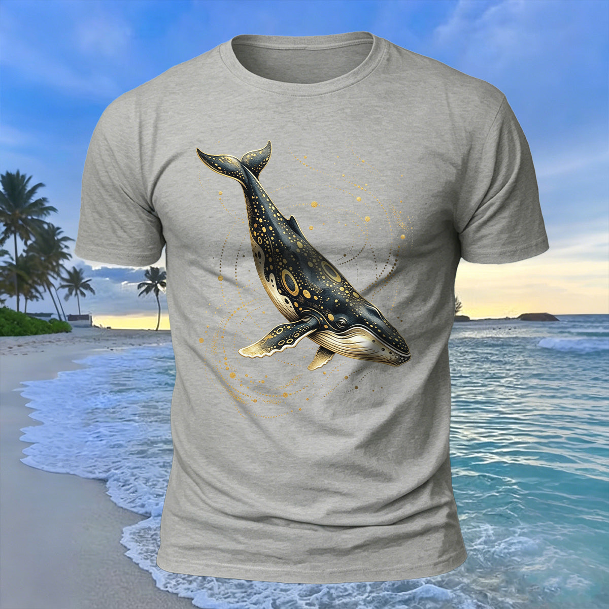 Creative Whale Art Print 100% Cotton Soft-Touch T-Shirt