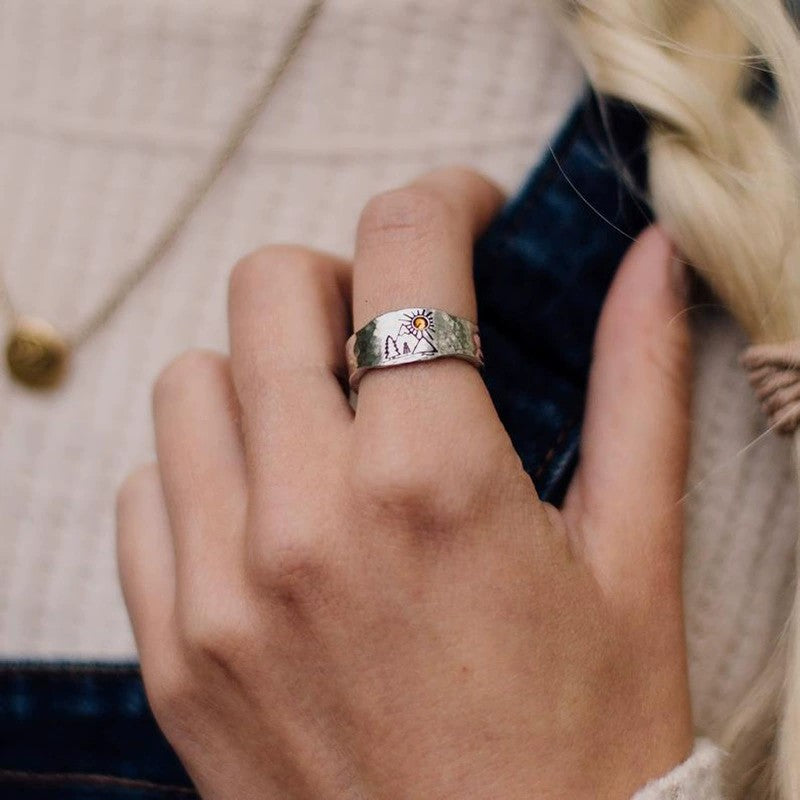 Vintage Sunset Valley Champagne Gem Creative Ring