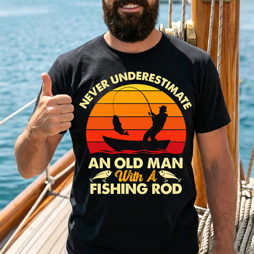 Enjoying Fishing Pattern Casual Daily Cotton T-shirt