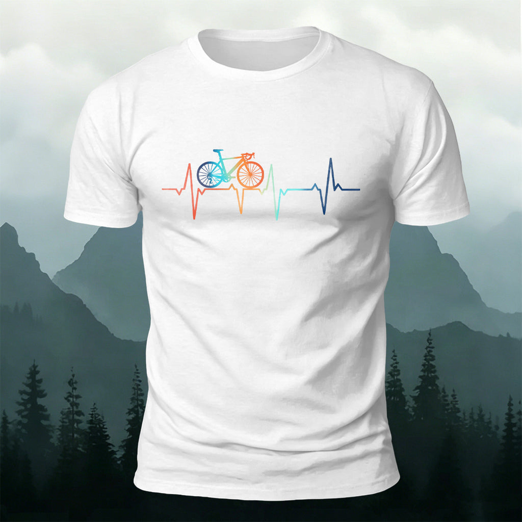 Bicycle Color Print Natural Soft-touch Feel T-Shirt White
