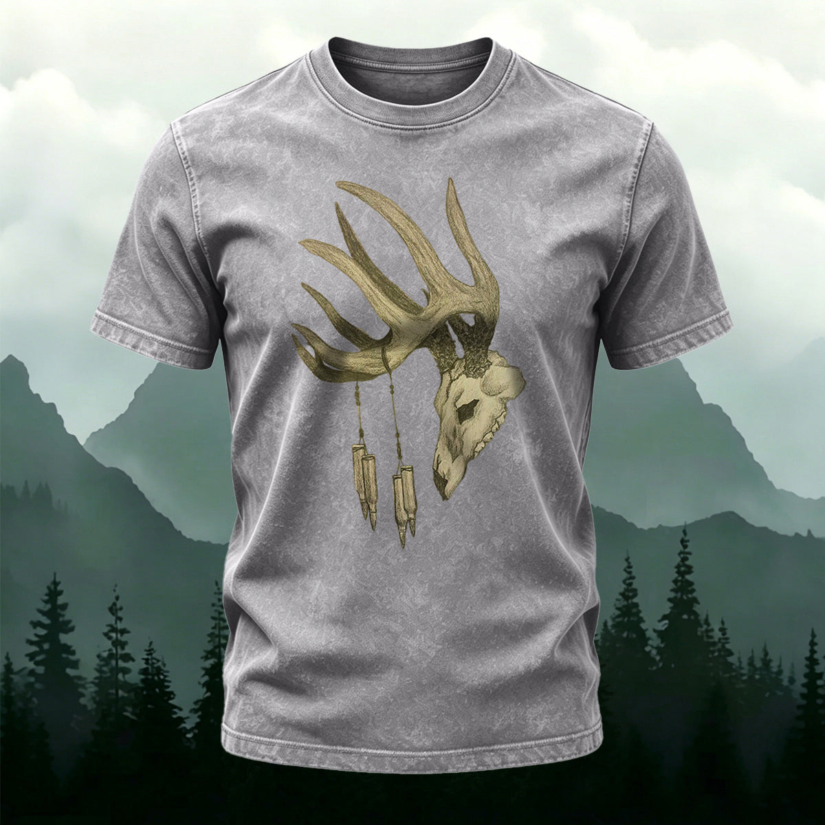 Vintage Antelope Print Casual Skin-Friendly Cotton T-Shirt