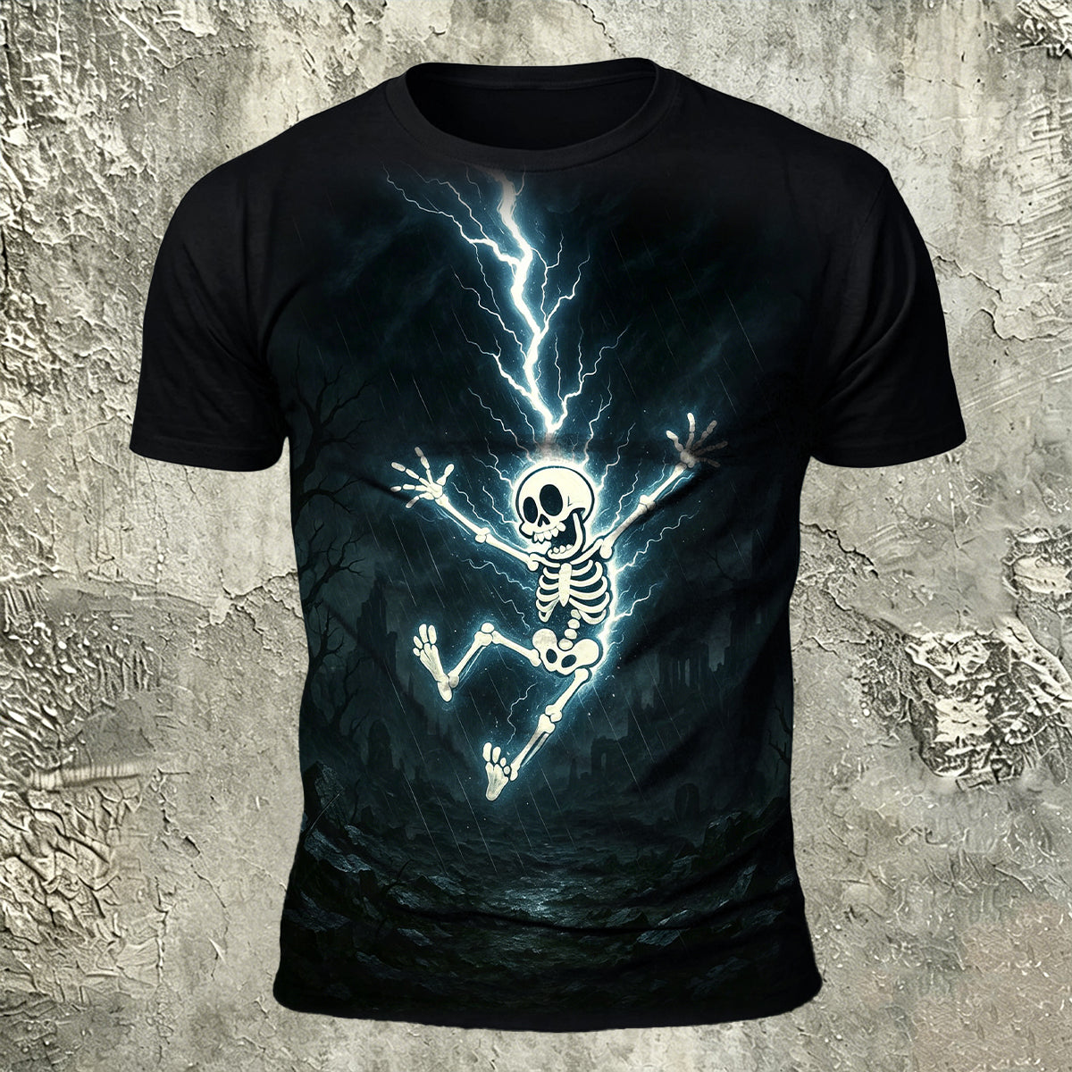 Fun Skull Dark Print Fashion Casual T-Shirt