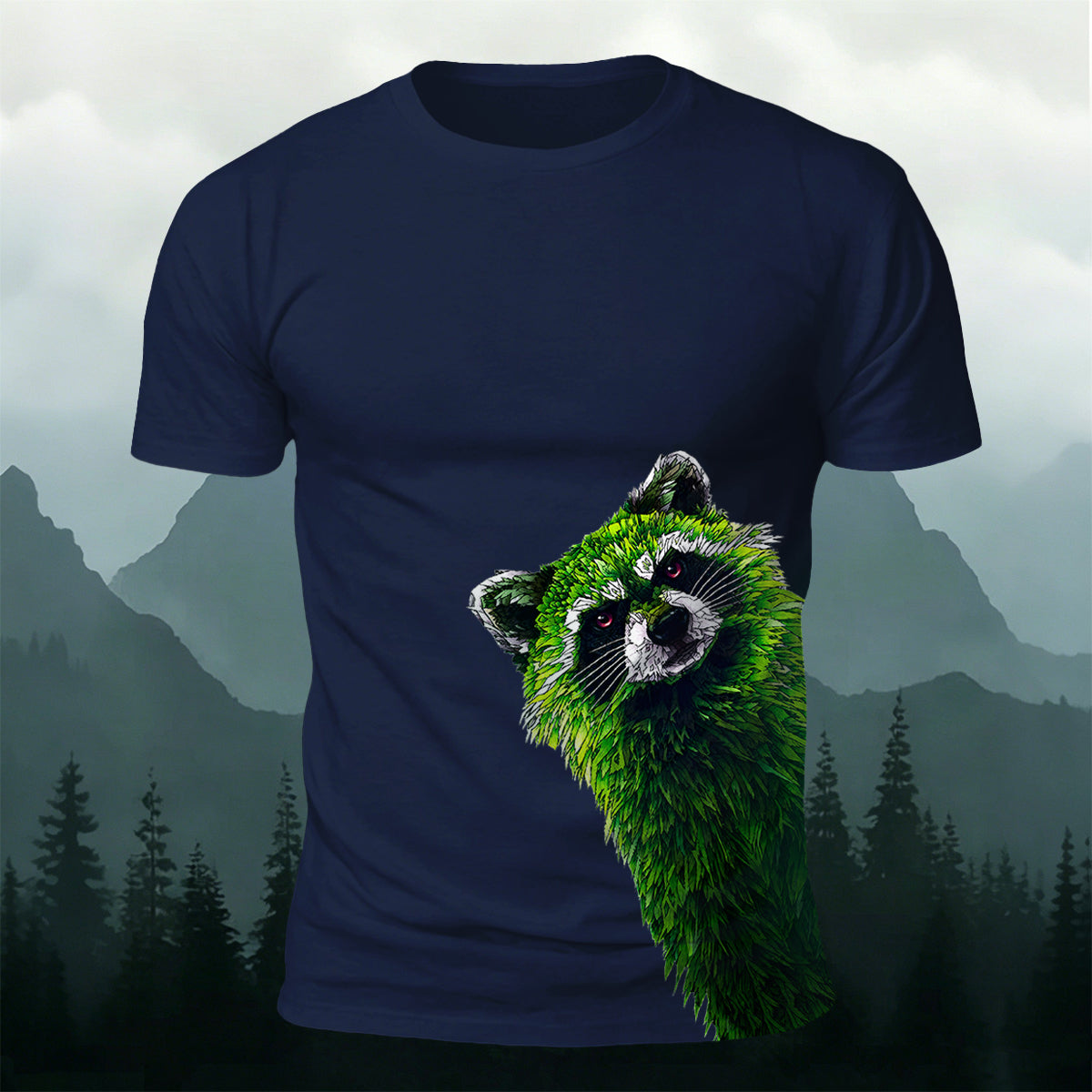 Raccoon Peeking Through the Trees Print Versatile Outdoor Tee