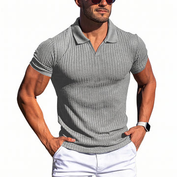 Vertical Stripe Casual Short-Sleeve Polo Shirt