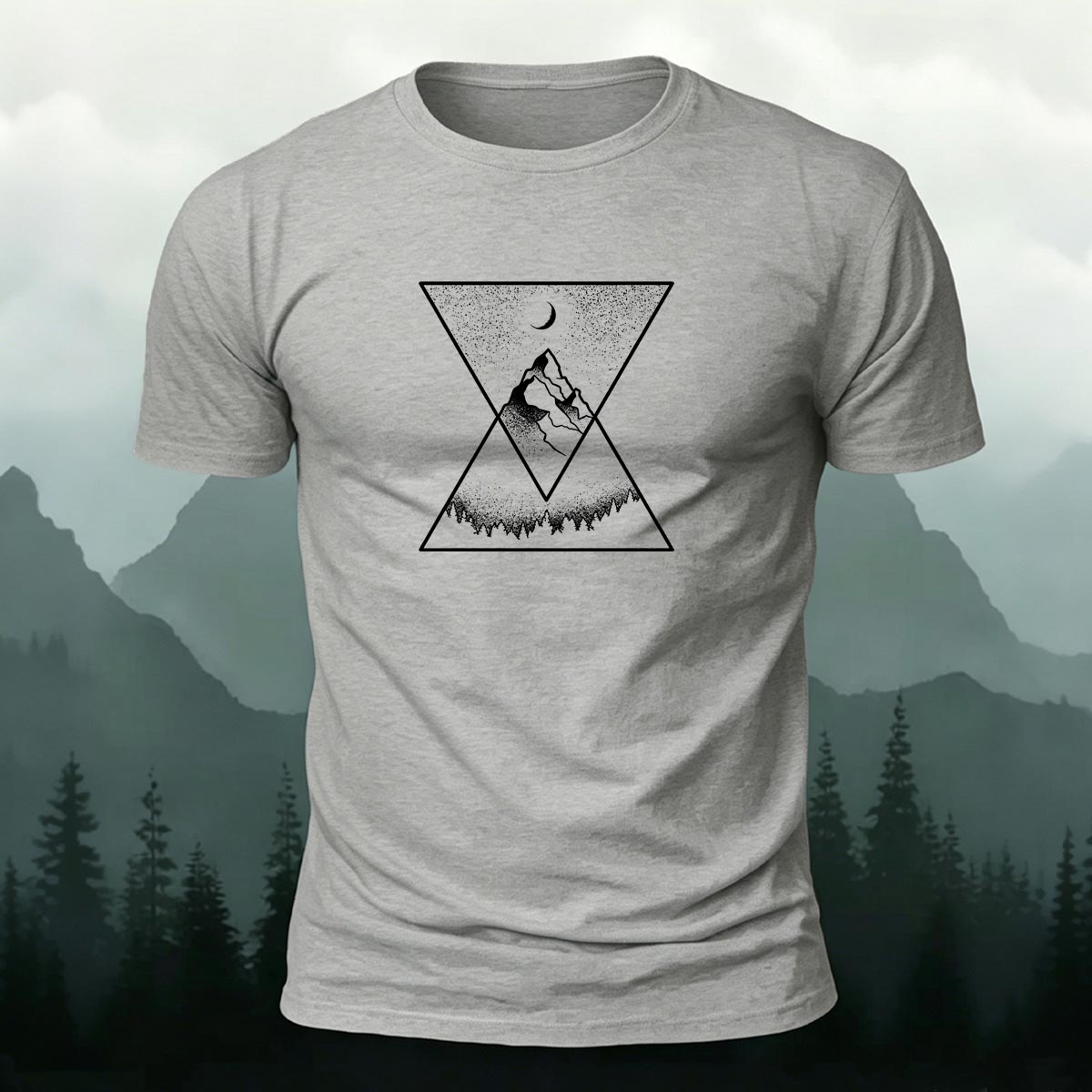 Creative Forest Mountain Print Casual T-Shirt