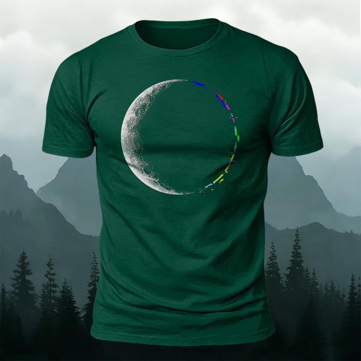 Lunar Eclipse Fashion Print Casual Cotton T-Shirt