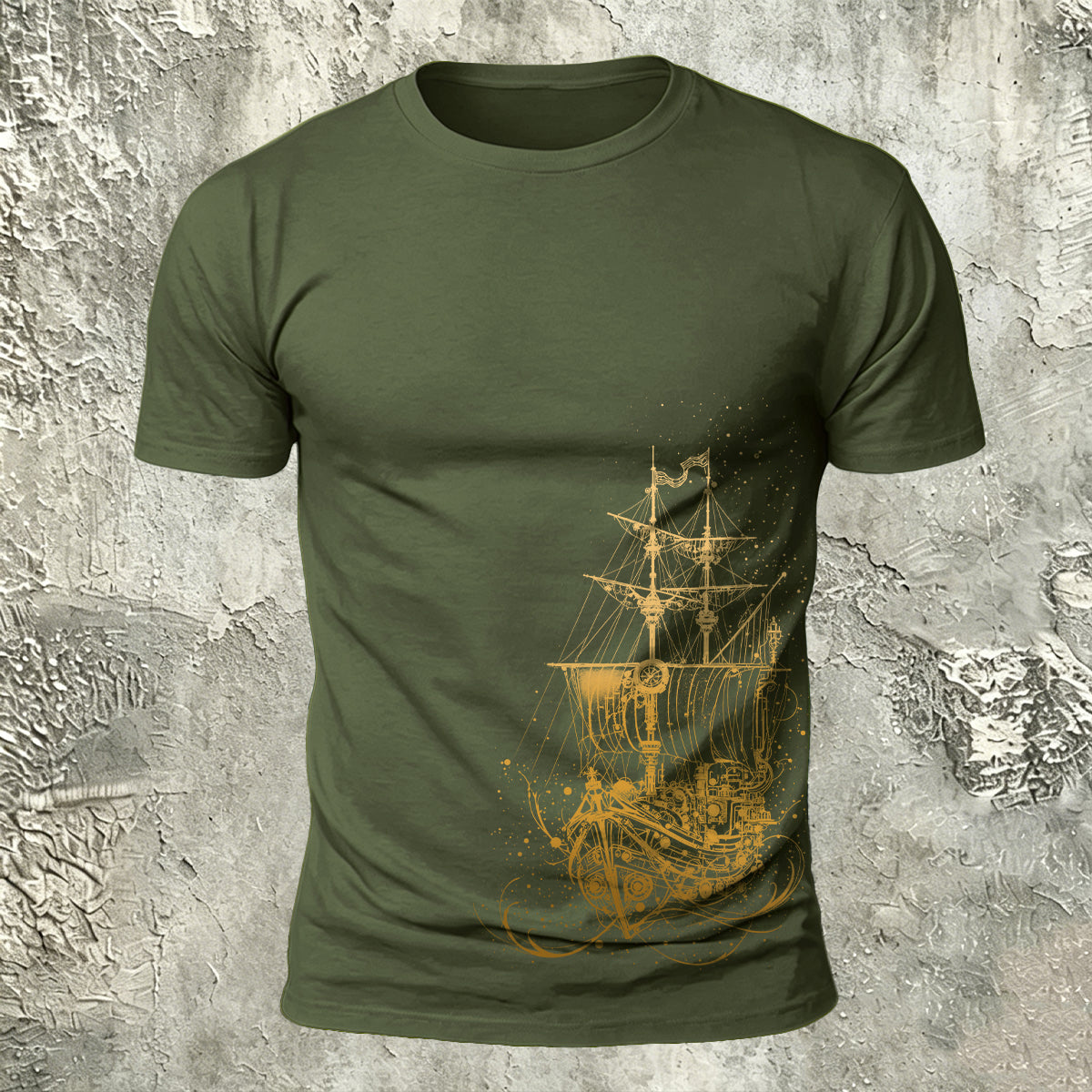 Sailboat Pattern Outdoor Premium Cotton T-Shirt