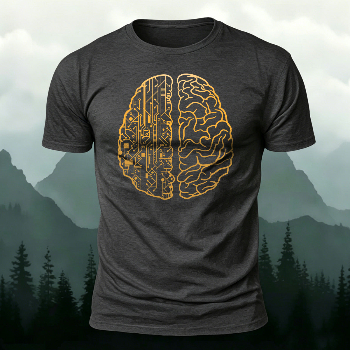 Simple Creative Brain Graphic Breathable Cotton T-Shirt