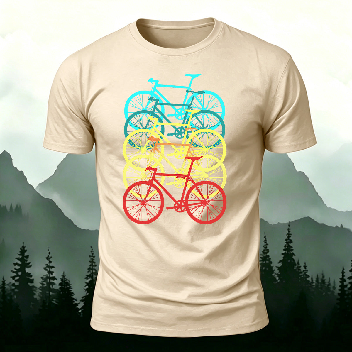 Bicycle Graphic Outdoor Soft Premium Cotton T-Shirt  beige