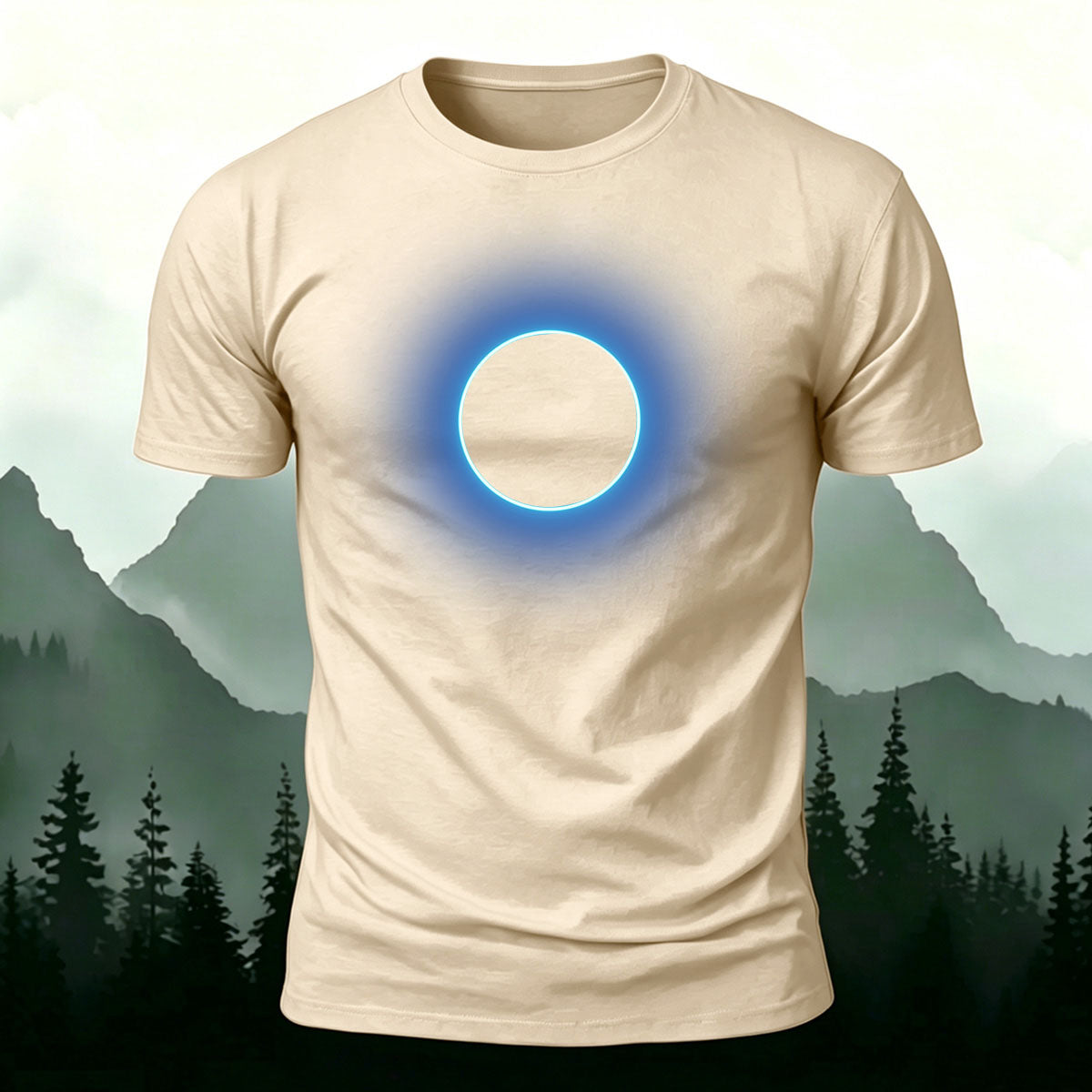 Glowing Circle Pattern Minimalist Breathable T-shirt Beige