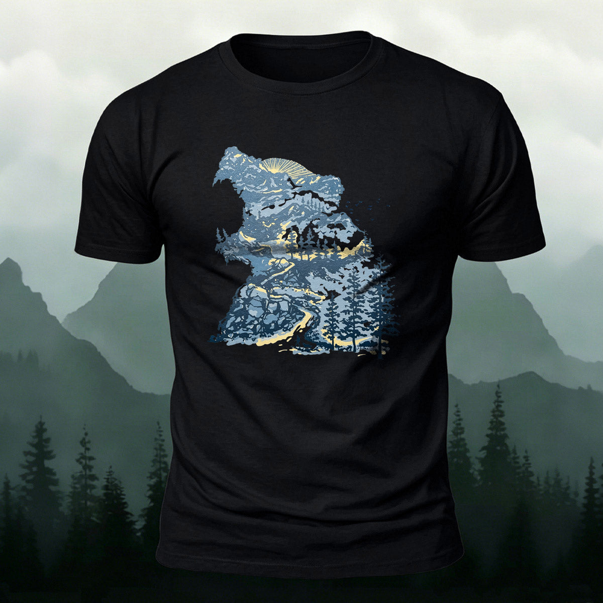 Art Forest Print Casual Soft-Touch Cotton T-Shirt