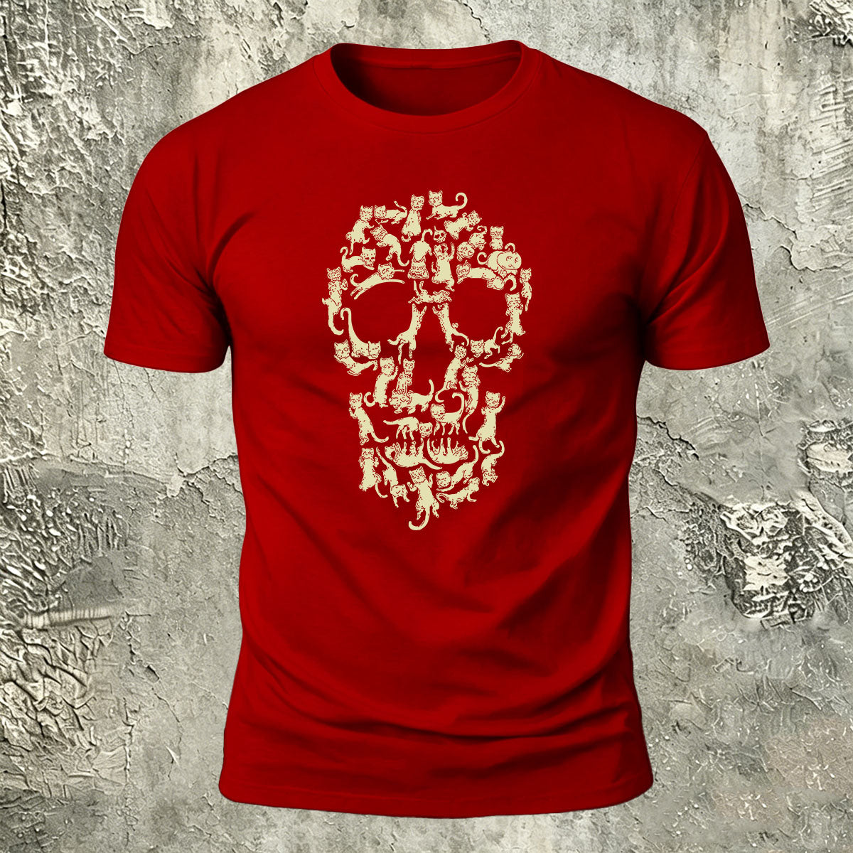 Creative Animal Collage Skull Print Casual Cotton T-Shirt