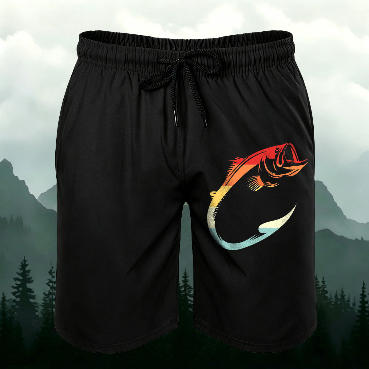 Minimalist Colorful Fish Outdoor Casual Shorts
