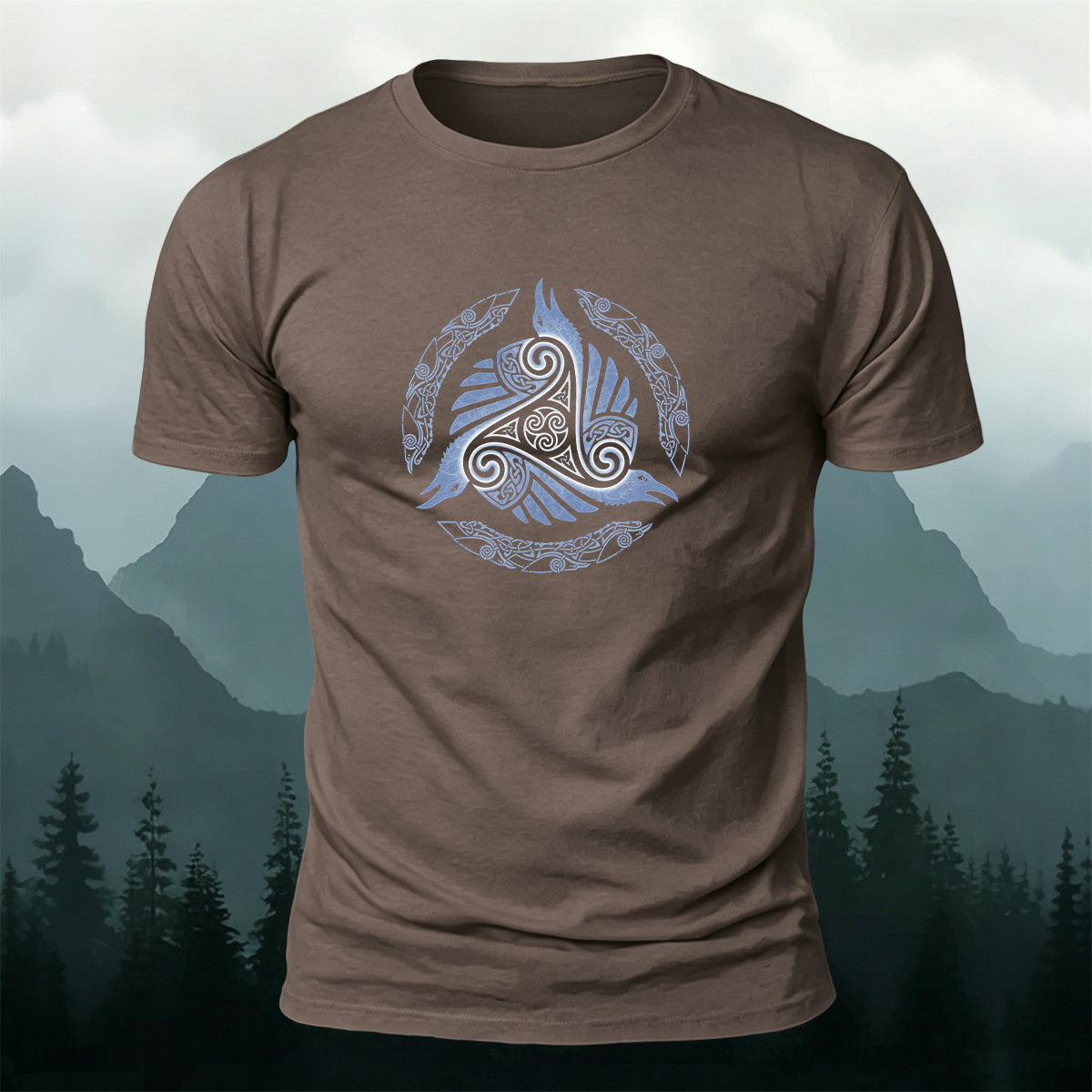 Viking Totem Print Casual Cotton T-Shirt