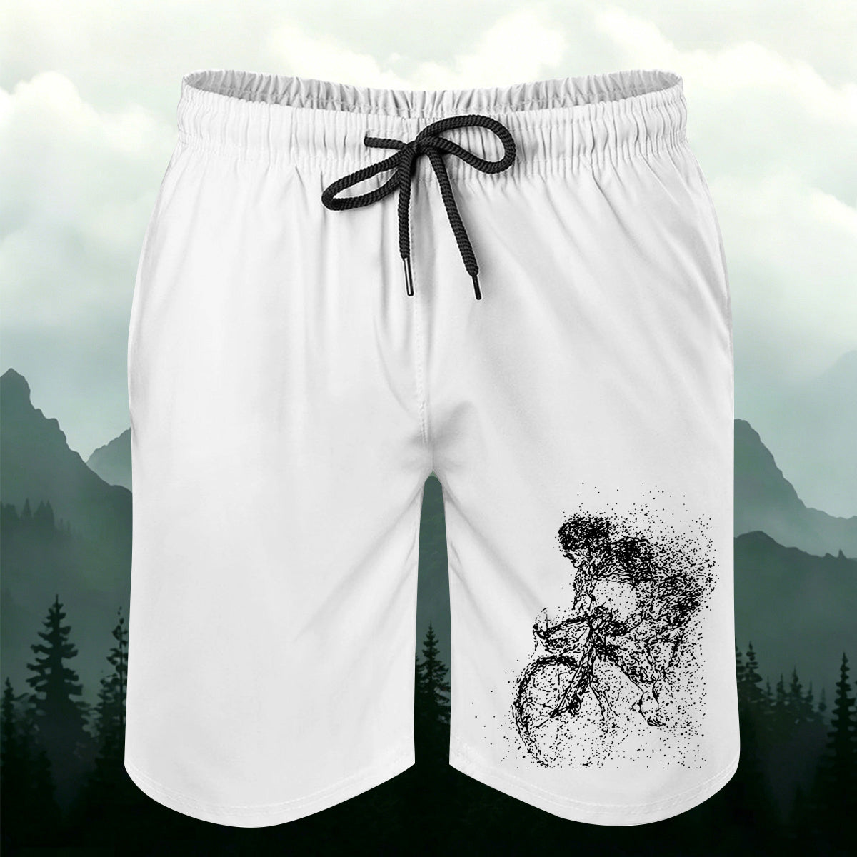 Cycling Ink Wash Painting Casual Shorts