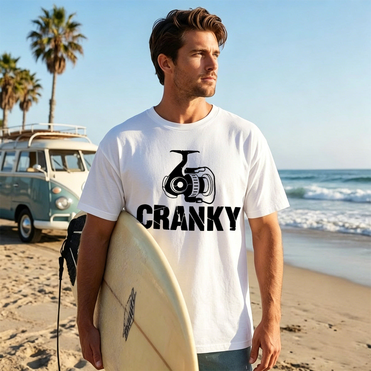 Fishing Gear Pattern Minimalist Style Cotton T-shirt