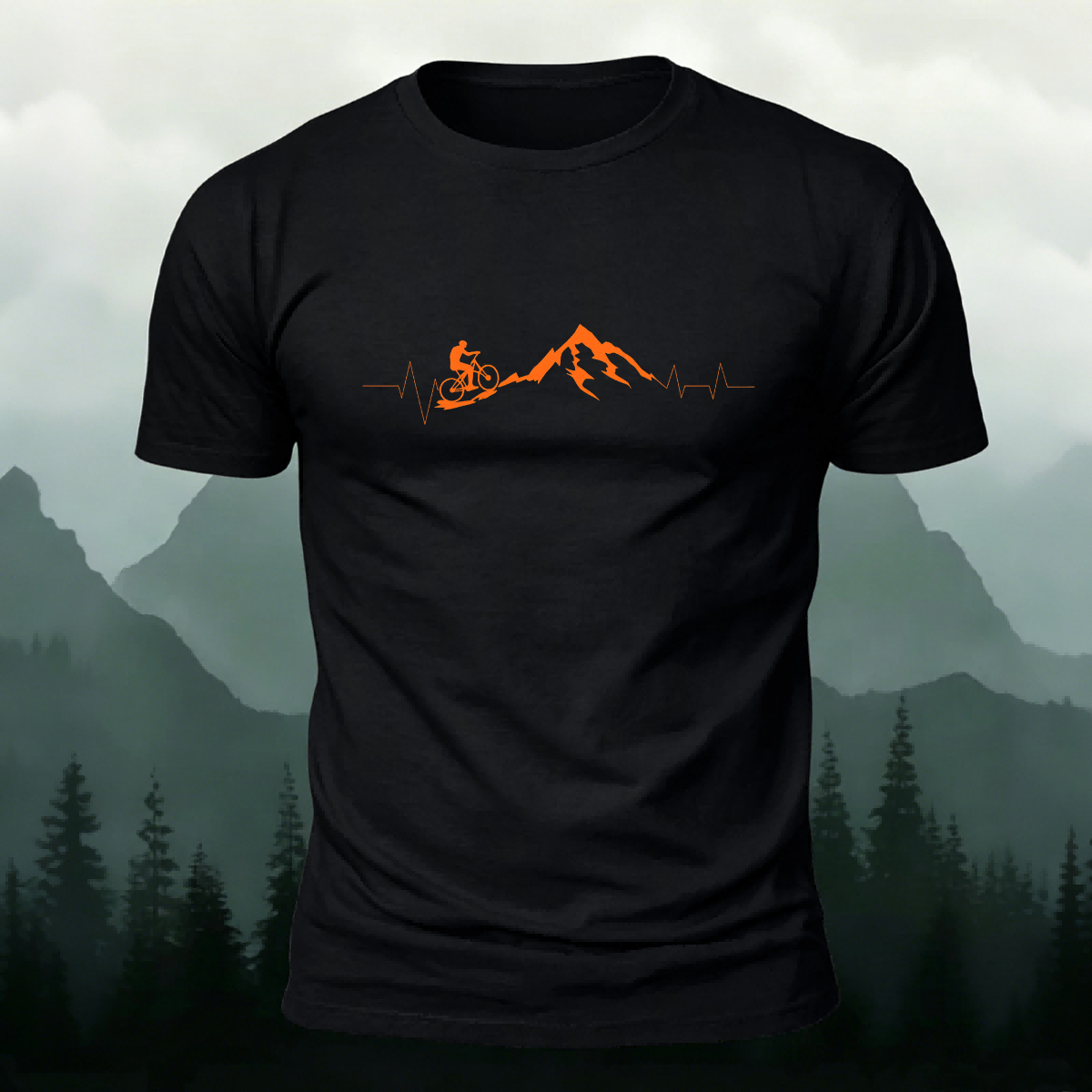 Cycling Challenge Print Premium Cotton Casual T-Shirt Black
